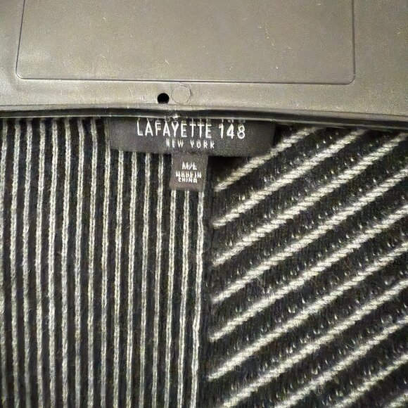 $1898 Lafayette 148 NY Women M/L GEO Wool Pocket Knit Long Jacket Coat Cardigan - Picture 9 of 9